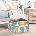 thumbnail image 3 of Yayeee Collapsible Cube Storage Bin with Lid Fabric Closet Decorative Basket with Handles, Blue Rainbow, 3 of 7