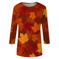 thumbnail image 5 of Womens Tops 3/4 Sleeve,Plus Size Fall Shirts for Women Casual Floral Printed Three Quarter Tunic top Loose Fit M, 5 of 6