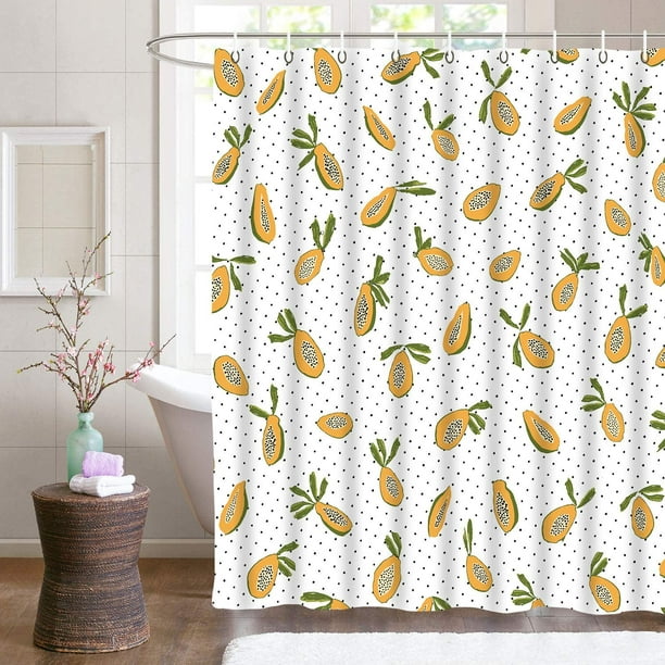 Allover Fruits Patterned Shower Curtain