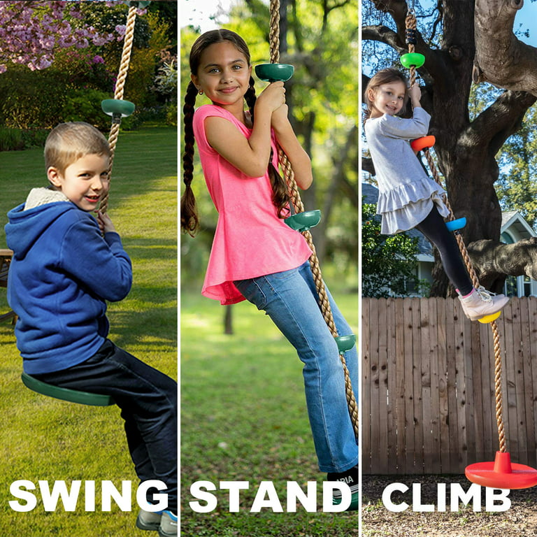 Climbing Rope Tree Swing with Platforms, Hook and Disc, Swing Seat
