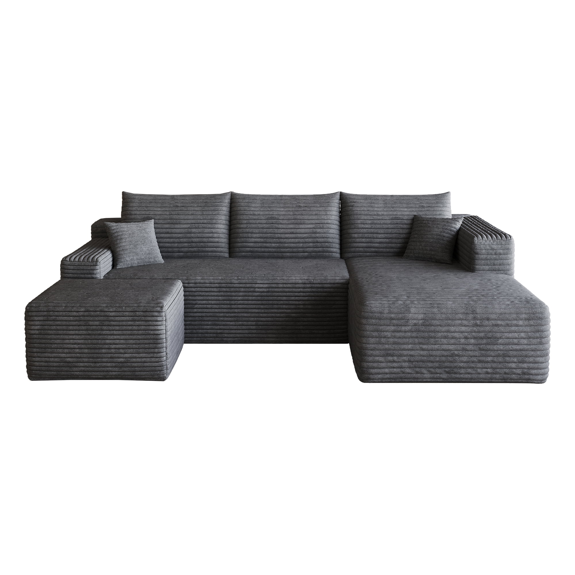 Cloud Sectional Sofa 95-Inch with Ottoman and U-Shaped Modular Design, Corner Couch and Deep Seat Living Room Set, No Assembly Required, Dark Gray
