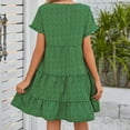 thumbnail image 2 of Vedolay Plus Size Dresses Womens Casual Long/Short Sleeve Wrap V-Neck Ruffle Mini Dresses,Green XXL, 2 of 5