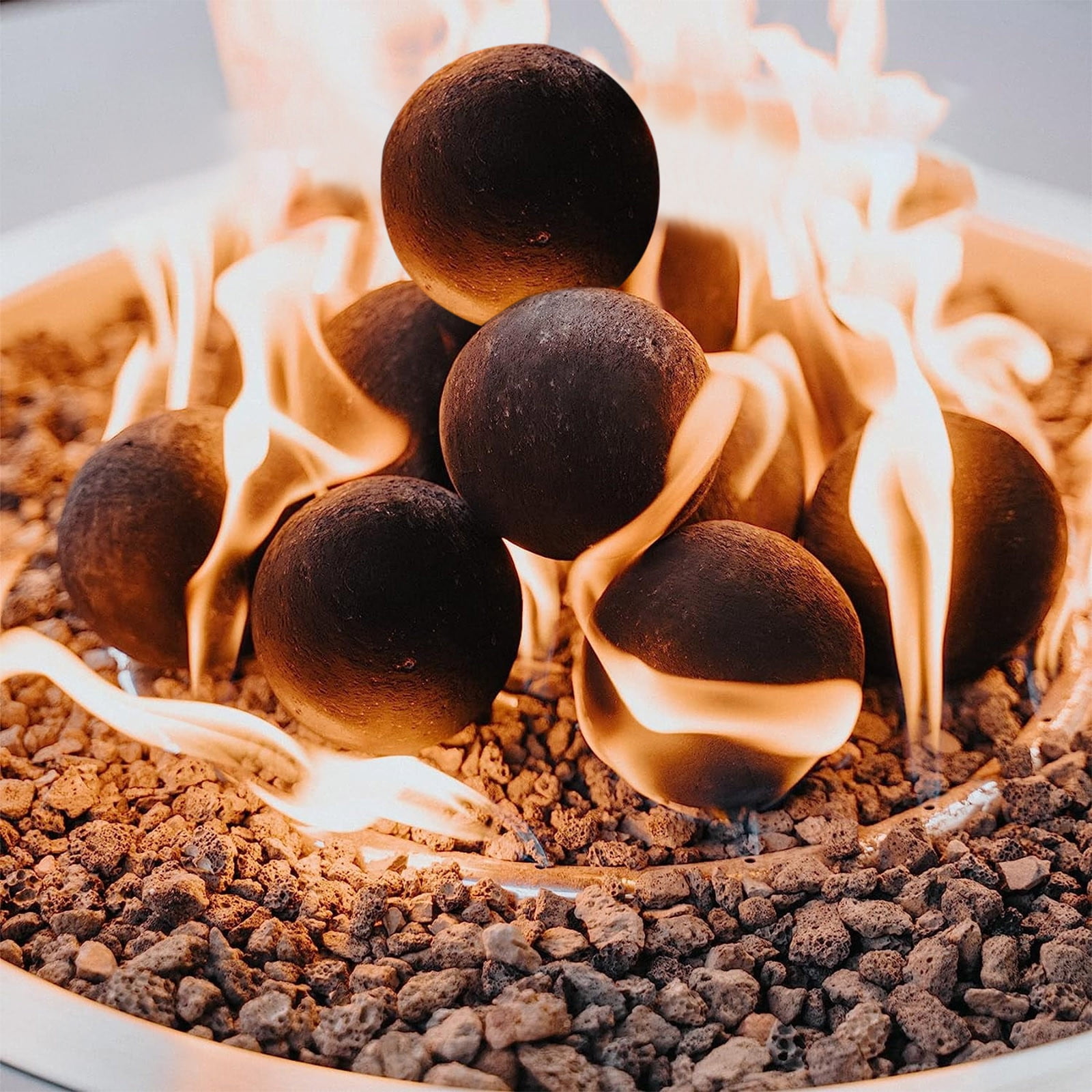 Ceramic Fire Balls 1 Pack 3 Inch Black Heat Resistant Stones for Fire Pit, Fireplace Indoor Outdoor, Reusable Fire Pit Accessories