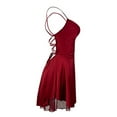 thumbnail image 6 of Women's Sex-y Satin Nightgown Elegant Solid Color Strappy Chemise Lingerie Sleepwear Comfortable Soft Slip Dress,C-Red M, 6 of 7
