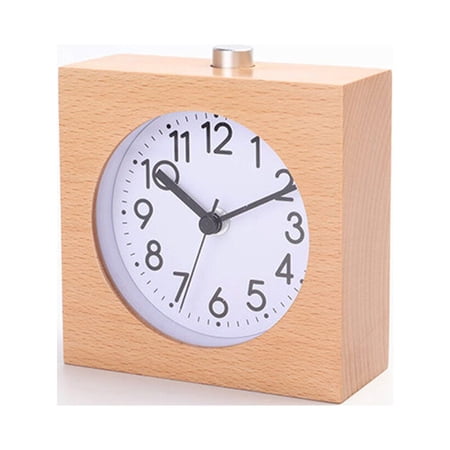 PBPBOX Square Wood Clock with Snooze for General Users in Beige 1Pack