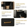 thumbnail image 2 of TOKSOM Modern Black Makeup Vanity Desk with Lighted Mirror & Charging Station, Elegant Vanity Table with 5 Drawers & 2 Cabinets, 3 Lighting Modes Bedroom Vanity Dresser Set with Gold Handles, 2 of 13