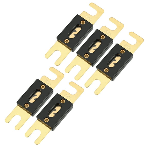 5 Pcs Mini ANL Fuses 200A Audio CD Fuse for Car Motorcycle Boat Gold Tone Black