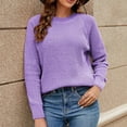 thumbnail image 2 of VISALY Pullover Crewneck Sweatshirt Crochet Sweaters Casual Long Sleeve Pullover Sweaters O Neck Oversized Ribbed Knit Fall Winter Sweater Loose Fit Hoodie Baggy Sweaters Tunic Sweater Purple S, 2 of 8