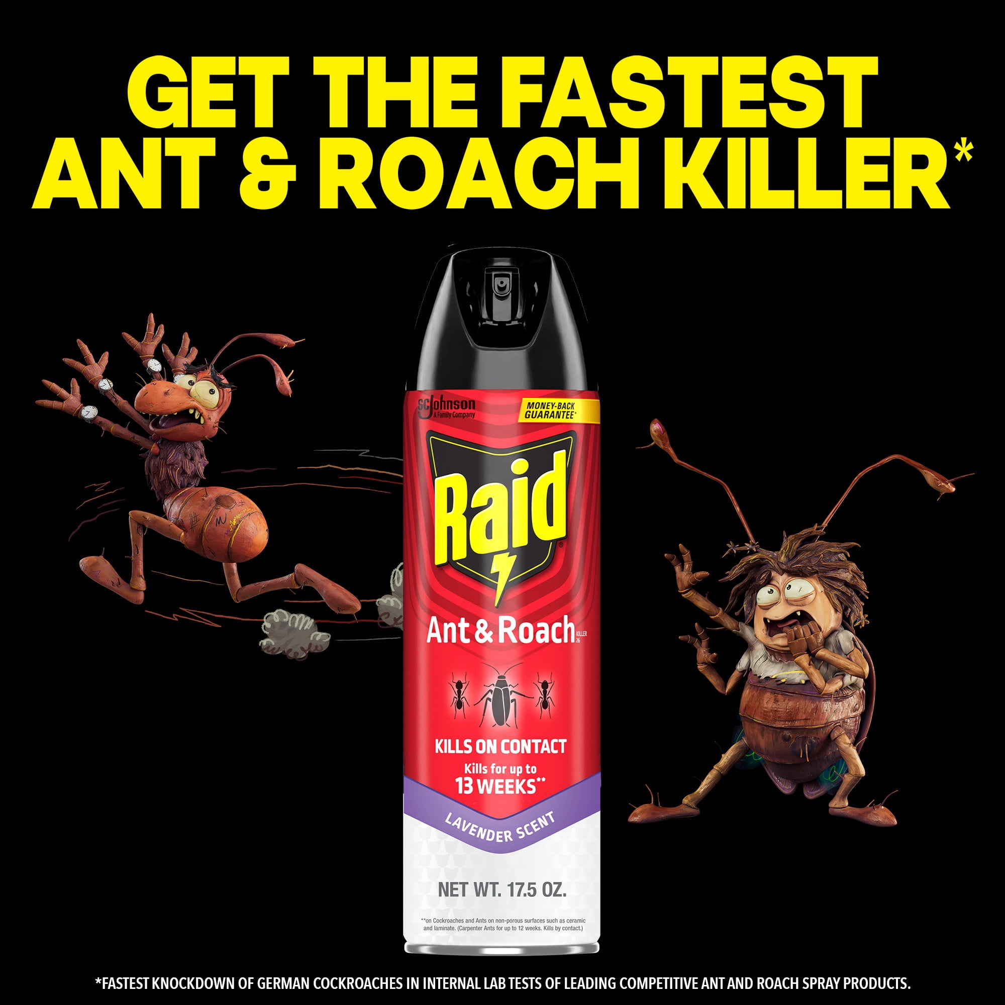(6 pack) Raid Ant & Roach Killer Lavender Scent, 13 Week Indoor Bug Control Spray, 17.5 oz
