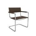 thumbnail image 3 of Saddle Leather Accent Chair Stainless Steel Arm Chair Dining Chair - Brown, 3 of 9