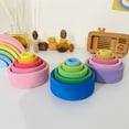 thumbnail image 2 of 5 Pcs Baby Wooden Rainbow Stacker Niños Juego de apilamiento Aprendizaje Bloques de construcción Niños Creativo Educativo Montessori Juguetes Regalos - 2, 2 of 3