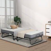 Large Folding Bed with Mattress for Adults, 75 x 46 Folded Bed, Rollaway Bed Guest Bed Portable Foldable Extra Bed with Sturdy Frame