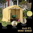 thumbnail image 3 of Weatherfast Portable Outdoor Garden Storage Shed, 6'x6'x6', Steel Frame Peak Roof Waterproof Yellow Cover with Heavy Duty Anchor, 3 of 6