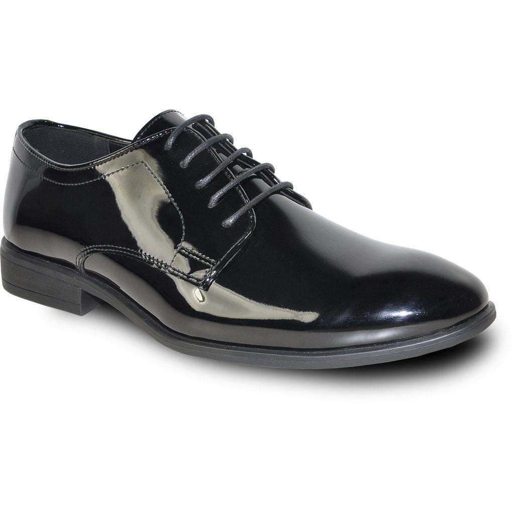 VANGELO Men Tuxedo Shoe TUX-7 Fashion Moc Toe with Wrinkle Free Material Black Patent 