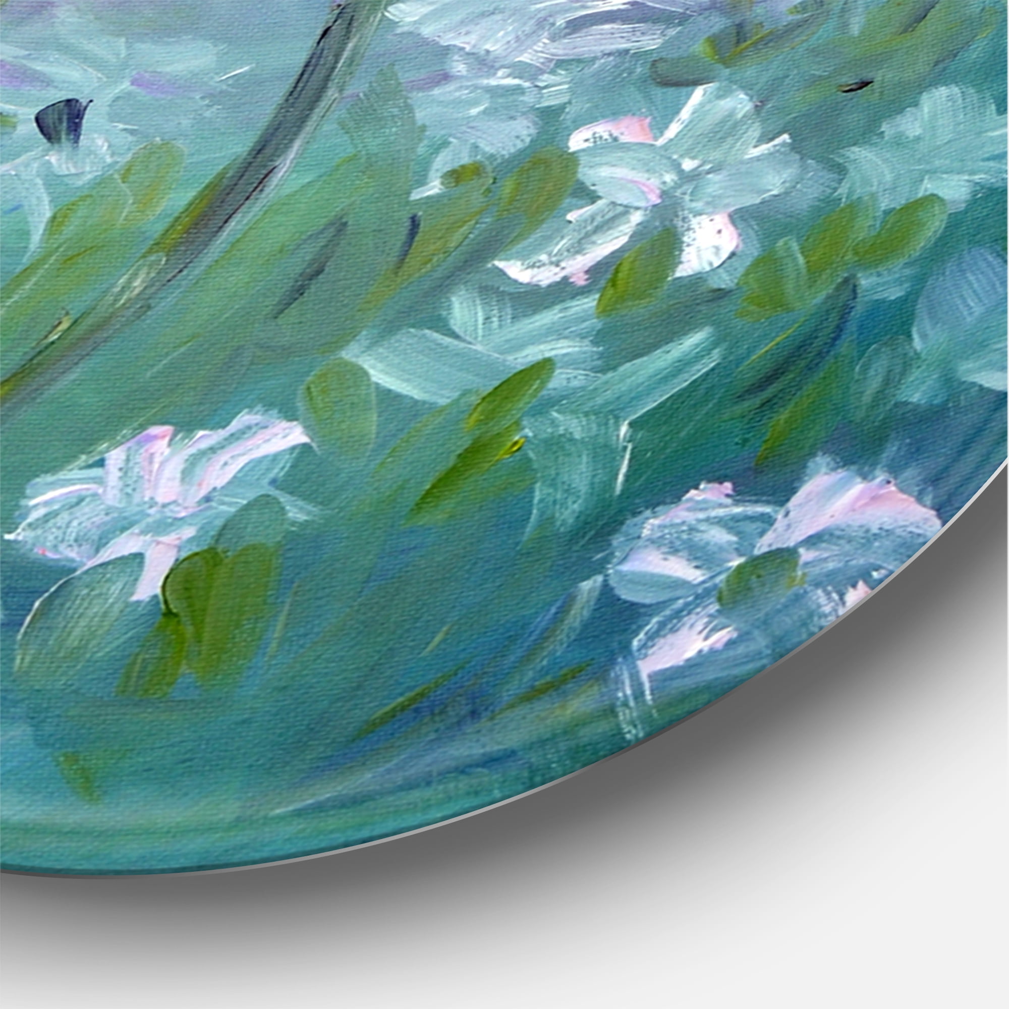 Designart 'Purple Bellflowers Blooming' Traditional Circle Metal Wall Art 29x29 - Disc of 29