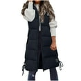 thumbnail image 2 of Frostluinai Long Puffer Vest Women Quilted Hooded Vest Padded Sleeveless Coat Jackets Zip Up Solid Warm Outerwear Vests with Pockets, 2 of 10