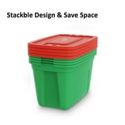 SimplyKleen 4 pack 18 Gallon Christmas Storage Bins with Lids, Stackable Totes, Plastic Storage Containers, Garage Organization, 18-Gallon (72-Quart) - Green/Red