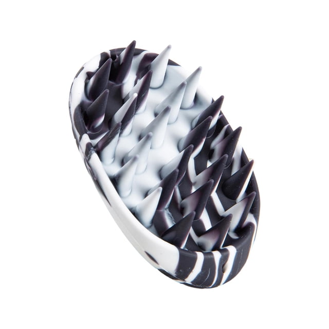 Cepillo de champú ador para el cuero cabelludo con cerdas de silicona suaves, cepillos de silicona para el cuero cabelludo para cabello húmedo y Negro