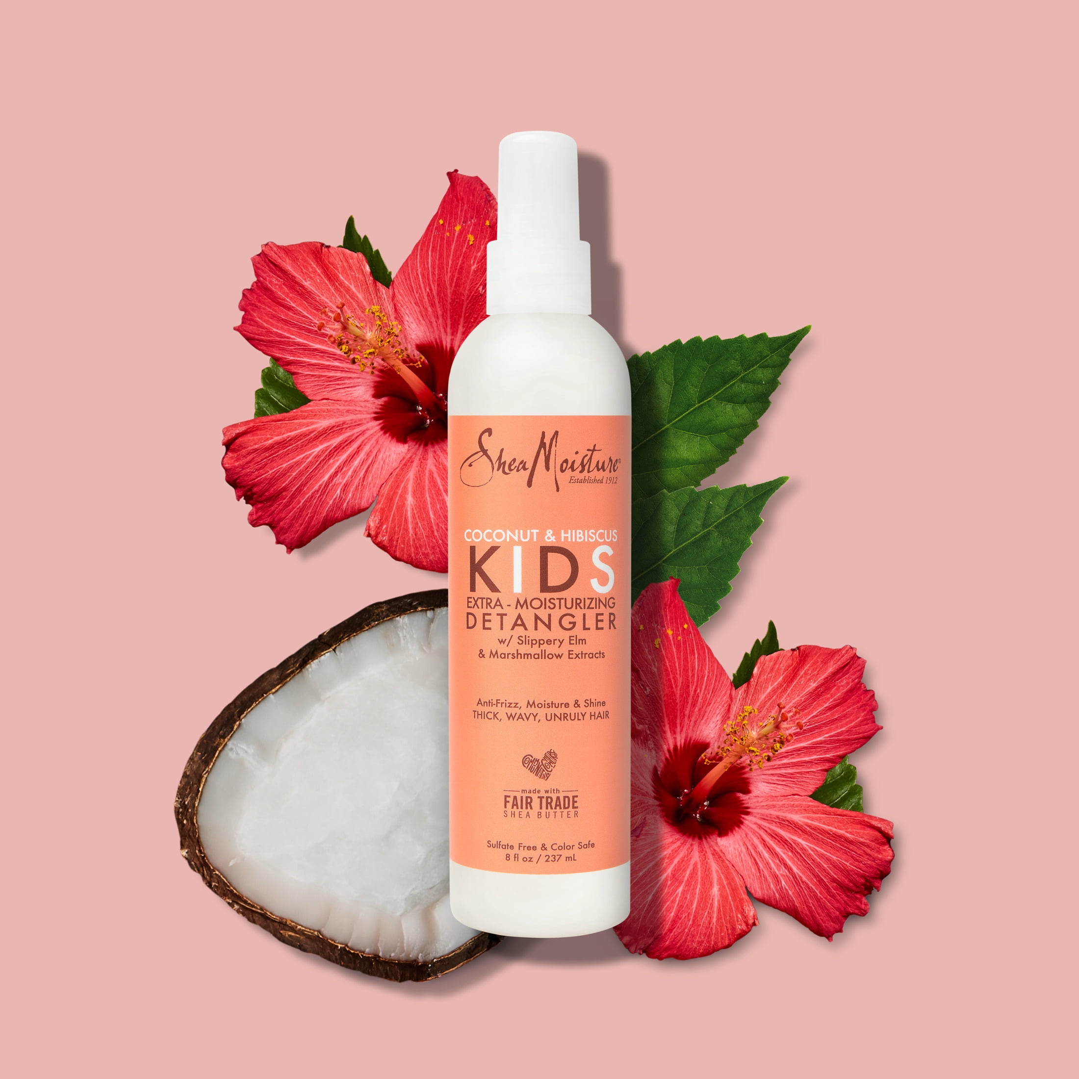 SheaMoisture Kids Extra Moisturizing Detangler For Curly Hair Coconut & Hibiscus Shea Butter Hair Care Product ,8 fl oz
