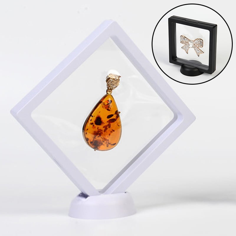 3D Floating Frame Shadow Box Display Case Coin Jewelry Show Case with Base 