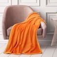 thumbnail image 4 of PiccoCasa Flannel Fleece Blanket Soft Warm Wide Hemmed Orange 50"x60", 4 of 8