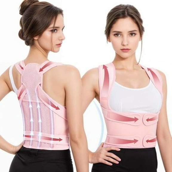 Back Brace Posture Corrector for Women, Back Straightener Posture Corrector, Scoliosis and Hunchback Correction, Back Pain, Spine Corrector, Support, Adjustable Posture Trainer,Pink Large