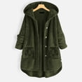 thumbnail image 2 of HAPIMO Women's Long Sleeve Outwear Pockets Loose Jackets Pajamas Button Up Hoodie Shackets Fall Casual Warm Soft Fleece Midi Coat Winter Outfits Fashion Green XL, 2 of 6