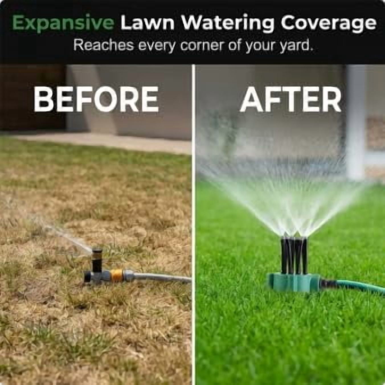 360° Coverage Precision Garden Irrigation Sprinkler, Automatic Rotating Lawn Sprinkler for Yard Large Area, Adjustable Water Saving System with Heavy Duty Spike Base for Grass - 2PC+2*1/2"、3/4"、1"FIT