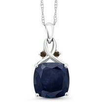 Gem Stone King 10K White Gold Blue Sapphire and Brown Smoky Quartz Pendant Necklace for Women (4.64 Cttw, Gemstone September Birthstone, Cushion Cut 10MM, with 18 inch Chain)