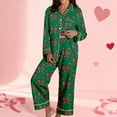 thumbnail image 2 of Womens Silk Pajamas Set Women Valentine Pajamas Long Sleeve Bow Print Button down Sleepwear Comfy Pajamas for Women, 2 of 5