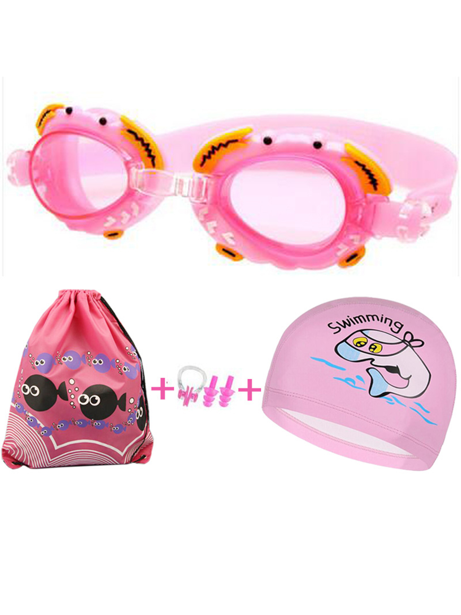 Anyprize 5-12 Years Kid's Waterproof Swim Goggles Anti Fog , Children Swimming Goggels with Nose Clip, Ear Plugs, Protection Case, (A064PK, Pink) - image 1 of 3