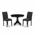 thumbnail image 5 of East West Furniture HBAB3-ABK-24 3 Piece Kitchen Table Set - Black Dinner Table and 2 Black Linen Fabric Parsons Dining Chairs with High Back - Wire Brushed Black Finish, 5 of 9