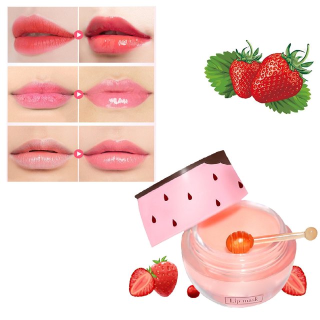 Fiudx Cuidado Labial, Bálsamo Hidratante En Propóleo, Mascarilla Labial Honey Pot, Exfoliante y Sabor a Fresa, Uso Diurno y Nocturno, Idea de Regalo para Mujer, Diseño Compacto