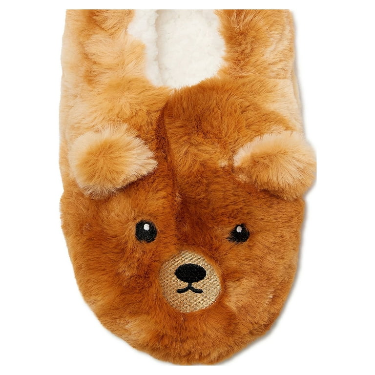 Fuzzy bear slippers best sale