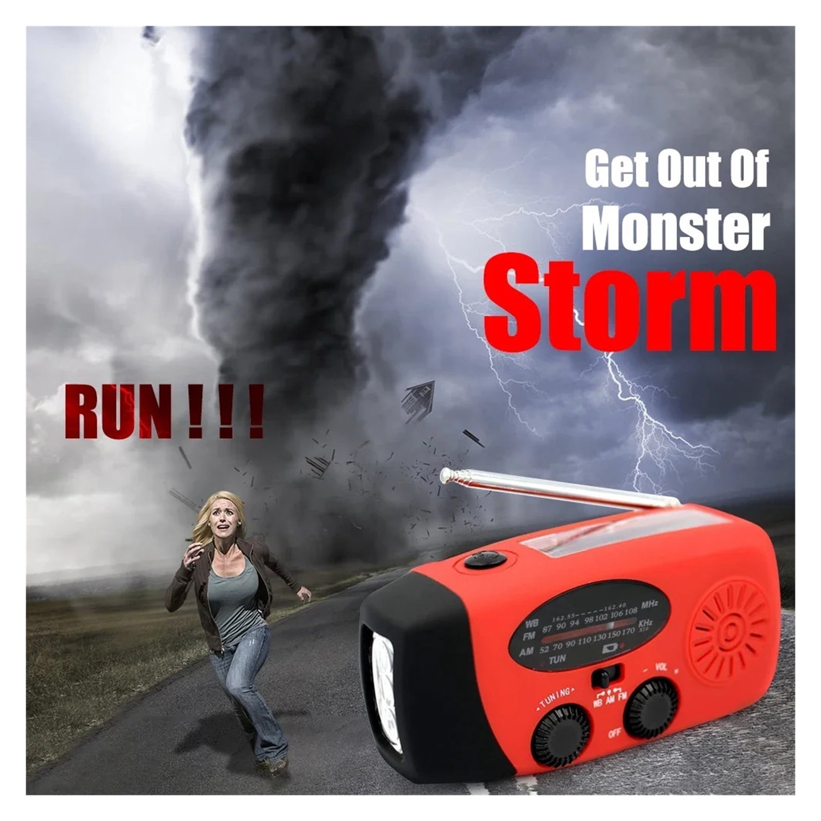 2000mAh Multifunctional Portable Solar Hand Crank Radio FM AM WB Weather Radio USB Charging Emergency Flashlight Power Bank