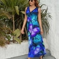 thumbnail image 6 of Cosmic Butterfly Purple Dress Summer Street Style Bohemia Long Dresses Female Sleeveless Printed Maxi Dress, 6 of 9