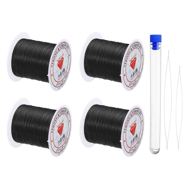 Conjunto de hilo elástico para pulseras de 104 pies y 0.7mm, 4 rollos de cordón para manualidades, negro