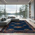 thumbnail image 2 of ODIKA 8'x10' Washable Area Rug Durable, Non-Slip Lure Motif With Patriotic Bass And Distressed Frame Vintage Fishing Refined for Living Room, Under Sectional, Family, 2 of 7