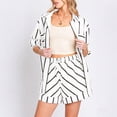 thumbnail image 7 of Czanzd Women Striped Two-Piece Outfit Shirt and High Waist Shorts Loungewear Set,White,XL, 7 of 7