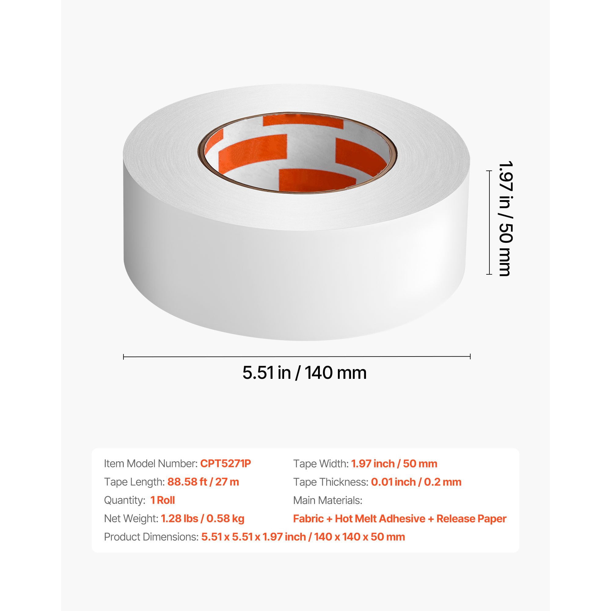Double Sided Carpet Tape Hot-Melt Adhesive, Fabric Backing Tear by Hand, Strong Adhesive Heavy Duty Rug Tape for Carpet Flooring Area Rugs