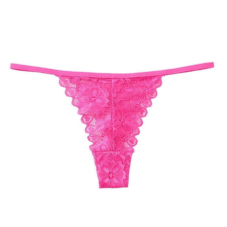 

dianhelloya Low Rise Cotton Crotch T-Shape Lady Panties Crochet Lace Hollow Out G-String Thong