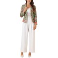 thumbnail image 2 of SACO DE TRABAJO PARA MUJER CHIC INSPIRE, AJUSTADO, CON SOLAPA EN V, ESTAMPADO, ABIERTO, TALLA XS, VERDE POLVO-FLORAL, 2 of 6