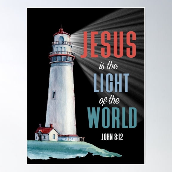 Christian Bible Verse - Jesus Is The Light Of The World - John 8:12 Poster Wall Art, Modern Wall Decor For Living Room Bedroom, 8x12 UNFRAMED