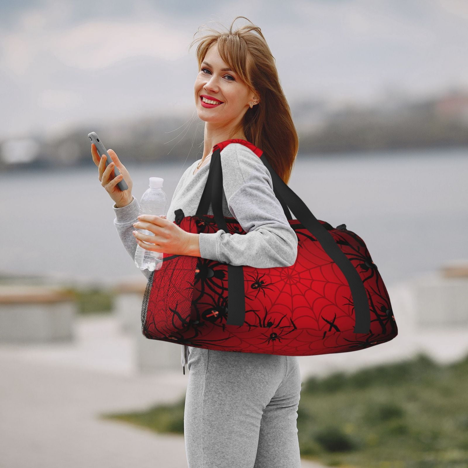 Fuzoiu Spiders On The Web And Space Print Travel Duffle Bag,Carry On Tote Bags,Duffel Bag,Sport Gym Bag, Hospital Bag for Labor and Delivery, Overnight Bag,Luggage Bag