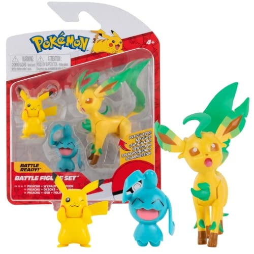 Set de figuras Pokémon PKW0178 Con Pikachu Wynaut y Leafeon Pokémon