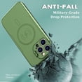 thumbnail image 4 of Magnetic Case for iPhone 14 Pro Compatible with MagSafe Charger Foldable Kickstand Camera Protector, Glossy Dual Layer Protective Bumper Cover, with 1 Tempered Screen Protector (Olive Green), 4 of 15