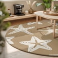 thumbnail image 3 of Round Area Rugs 3.3Ft, Beige Brown Starfish Coastal Non-Slip Circle Rugs Carpet, Nautical Summer Ocean Abstract Art Indoor Outdoor Rug Floor Mats Throw Runner for Bedroom Living Room Bathroom, 3 of 8