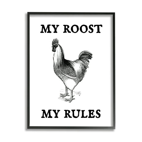 Stupell My Roost & Rules Funny Chicken Animals & Insects Painting Black Framed Art Print Wall Art
