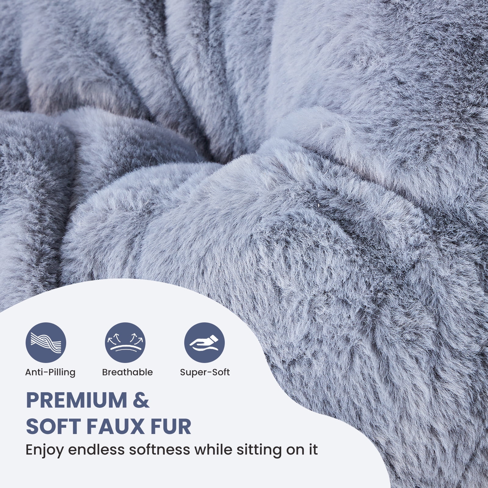 Comfy Faux Fur Folding Lounge Chair for Adults, Large Size Foldable