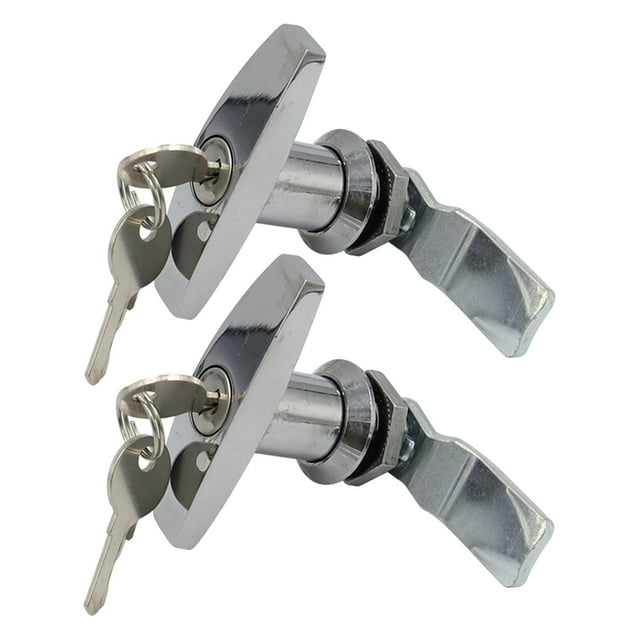 Colaxi Anti-Theft Handles Lock with Keys Garage Door Distribution Cabinet Trailer RV Toolbox T Handle Keyed Lock Industrial Cabinet Hardware , 2Pcs , 7.7x6.5cm